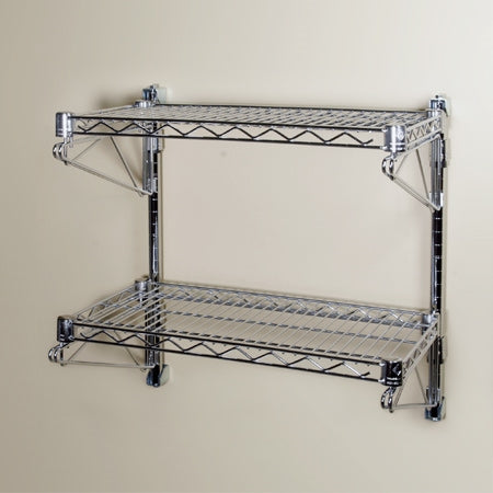 24"d Wall-Mounted Wire Shelving w/ 2 Shelves
