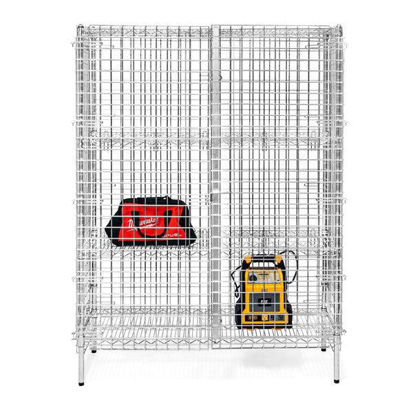 24"d Chrome Wire Security Cages with 2 Adjustable Shelves
