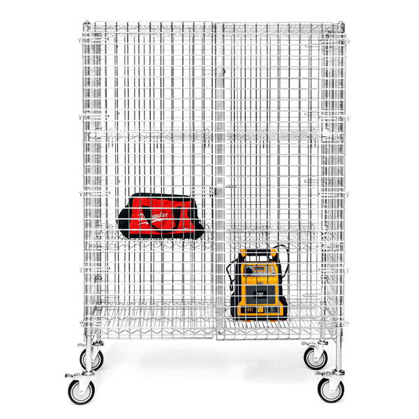 24"d Chrome Wire Security Carts with 2 Adjustable Shelves