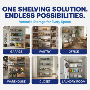 10"d x 36"w Chrome Wire Shelving w/ 5 Shelves
