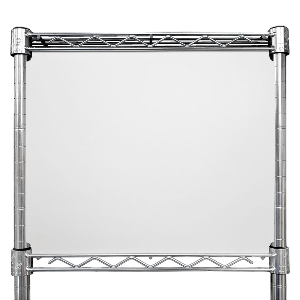 White panel on chrome rack with color chips available indicator