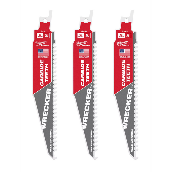 Milwaukee 6" 6 TPI WRECKER™ w/ Carbide Teeth SAWZALL® Blade (3PK) (48-00-5341)