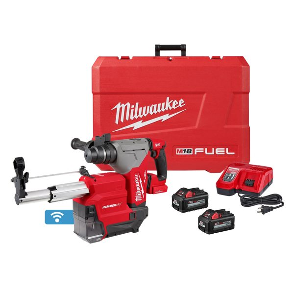 Milwaukee M18 FUEL 1-1/8" SDS Plus Rotary Hammer w/ ONE-KEY & HAMMERVAC Dust Extractor Kit (2915-22DE)