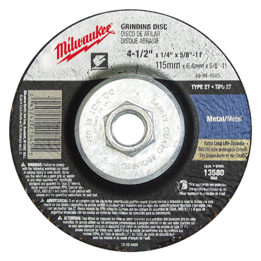 Milwaukee 7" x 1/8" x 5/8-11" Grinding Wheel (Type 27) (49-94-7075)