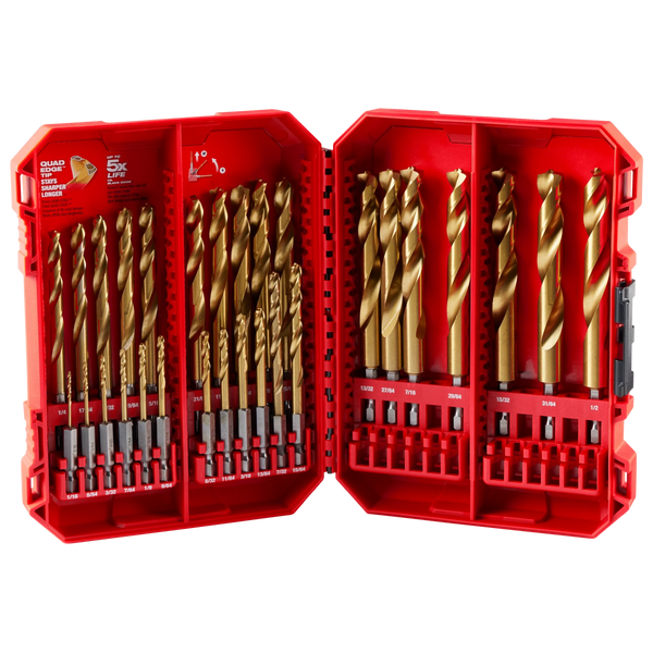 Milwaukee SHOCKWAVE Impact Duty RED HELIX Titanium Drill Bit Set - 29PC (48-89-4672)