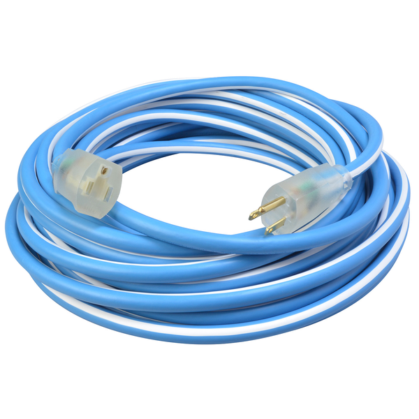 Southwire Polar Solar Supreme 12/3 SJEOW 25' Blue/White Outdoor Coldweather Extension Cord (1637SW0061)