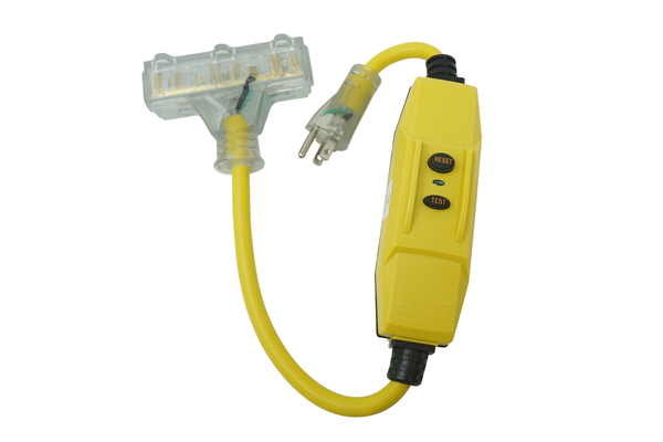 Southwire Shock Shield 15A Inline GFCI with 12/3 2' Cord with Lit Tri-Source End (26020008-6)