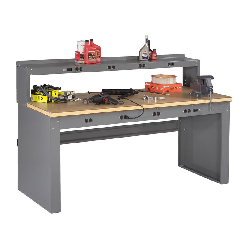 Workbench Riser Stand Electric Workbench w/ Electric Riser & Compressed Wood Top by Tennsco ...