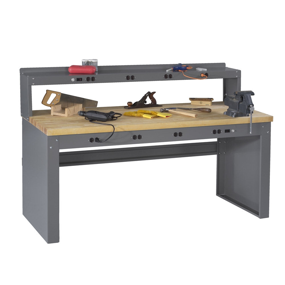 Electric Workbench w/ Electric Riser & Hardwood Top by Tennsco ...