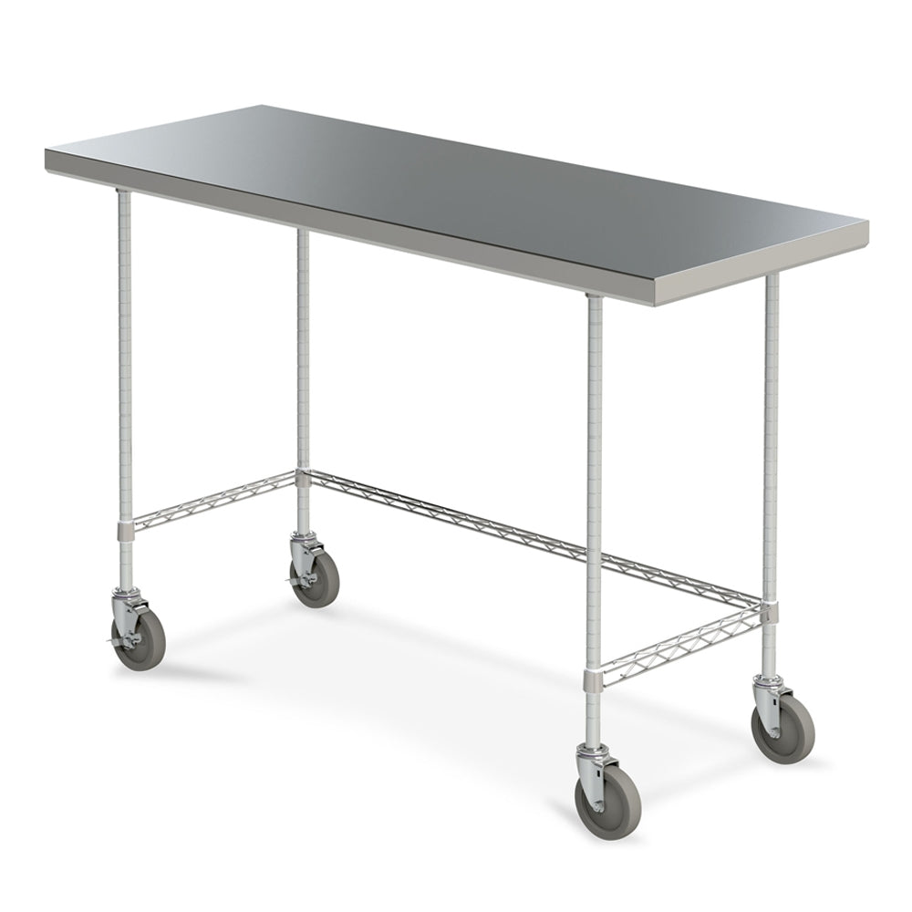 Space Saver Stainless Steel Mobile Work Tables w/ Bottom 3-Sided Frame ...