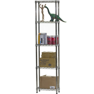 8"d x 18"w Chrome Wire Shelving w/ 5 Shelves