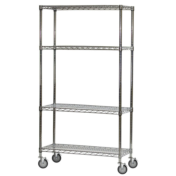 4-Shelf Chrome Wire Carts - 14"d x 48"w