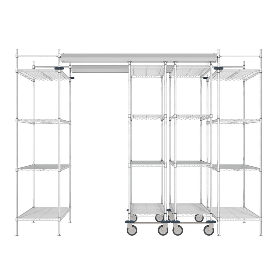 High density shelving for indoor agriculture and greenhouse storage applications